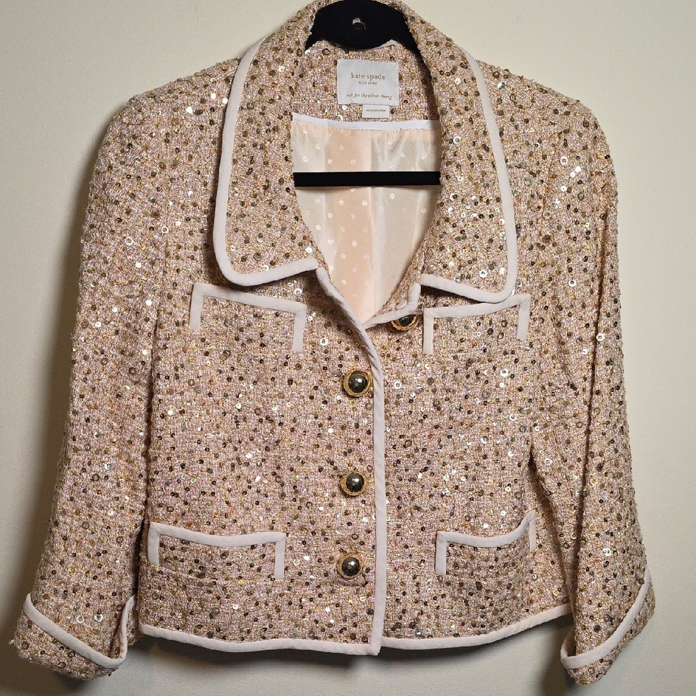 Kate Spade Gold and Cream Blazer with Notched Collar